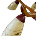 Vintage Rockabilly Luster / Hanglamp Met Hout / Opaline thumbnail 2
