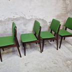 Nieuw Bekleed 4 Vintage Eetkamerstoelen Opnieuw Bekleed Groene Stoelen thumbnail 10