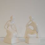 White Glazed Ceramic Bookends thumbnail 6