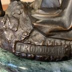 Henri (Emile Adrien) Trodoux (1875 - 1899). Origineel Bronzen Beeld Op Marmeren Voet. thumbnail 4