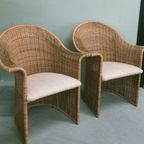 Vintage Luit Van Der Helm Rotan Slederok Stoelen (Nieuw Gestoffeerd) thumbnail 10