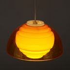 Zeer Zeldzame Ufo Designlamp In Geel Oranje Acrylplastic Met Witte Binnenkant - 1970 - Space Age thumbnail 6