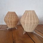 2 Rotan Atomic Stijl Tafellampen Ibiza Boho thumbnail 2