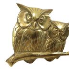Gouden Wandsculptuur Uilen Op Tak Messing Seventies 47cm thumbnail 9