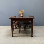 Vintage Teakhouten Koloniale Eettafel Met Lade thumbnail 6