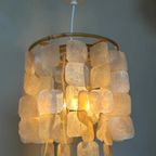 Set Van 2 Capiz Schelpen Hanglamp Lampen Schelp Parelmoer Bamboe Frame Wit Bedrading thumbnail 6