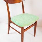 5 Farstrup Deense Houten Stoelen Nieuw Gestoffeerd Groen thumbnail 14