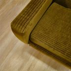 Vintage Fauteuil Stoel Ribstof Groen Messing thumbnail 3