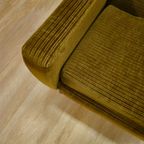 Vintage Fauteuil Stoel Ribstof Groen Messing thumbnail 3