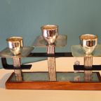 Vintage Teak Kandelaar Kaarsenhouder Chrome thumbnail 10
