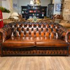 Ruime Engelse Chesterfield Zithoek 3+2 Zits Antiek Rood Bruin thumbnail 3