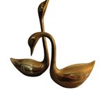 Set Van Zeer Grote (39,5 En 26 Cm) Vintage Zwanen Messing thumbnail 2