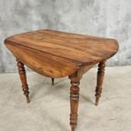 Antieke Hangoortafel Ronde Tafel Notenhout 96 Cm thumbnail 10