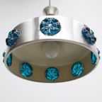 Deense Vintage Hanglamp Aluminium Blauw Glas thumbnail 3