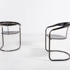 Vintage Italian Black Leather ‘Canasta’ Chairs / Eetkamerstoelen From Arrben, 1980’S thumbnail 4