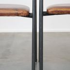 Leuke Set Van 4 Jaren 70 Design Eetkamerstoelen Met Leren Zitting En Metalen Frame thumbnail 15