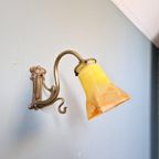 Art Nouveau Bronzen Wandlamp, Jaren 1900 thumbnail 2