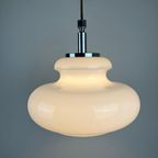 Hanglamp Opaline Melkglas Met Chroom | Vintage Midcentury 2X thumbnail 2