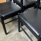 6x Vintage Zwarte Stoelen Met Vegan Skai Leer Zitting thumbnail 6