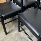 6X Vintage Zwarte Stoelen Met Vegan Skai Leer Zitting thumbnail 6