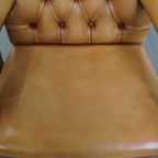 Set Van 2 Mooie En Luxe Rundleren Chesterfield Eetkamer/ Bijzetstoelen In Een Lichte Cognac Kleur thumbnail 6