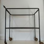 Brocante Metalen Tuin Trolly Serveerwagen Tuintafel Glasplaten thumbnail 9