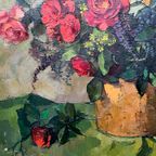 Leo Pringels (1901-1992) “Stilleven Met Bloemen”. thumbnail 8