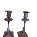 Bronzen Kandelaren Art Nouveau, Eind 19E Eeuw thumbnail 2
