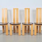 4 Vintage Beuken Leer Eetkamerstoelen Pietro Costantini Ello thumbnail 13