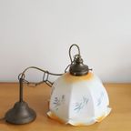 Art Deco Opaline Glazen Hanglamp, Frankrijk '30 thumbnail 3
