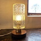 Mid-Century Bedlamp Van Teak, Messing En Glas thumbnail 10