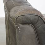 Grijze Vintage Lederen Design Element/ Fauteuil Uit De Jaren ’70 + Hocker thumbnail 11