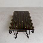 Vintage Salontafel Met 2 Glazen Bladen Met 50s Print thumbnail 18