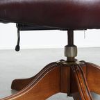 Rode Rundleren In Hoogte Verstelbare Chesterfield Bureaustoel In Engelse Stijl thumbnail 10