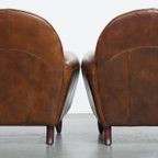 Set Van 2 Stijlvolle En Tijdloze Rundleren Design Fauteuils/armchairs Met Mooie Ronde Vormen thumbnail 13