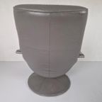 Vintage Jaren 70 Leren Draai Fauteuil Space Age Tulp Voet. thumbnail 4