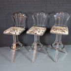 Set Of 3 Vintage Lucite Swivel Bar Stools, 1970S thumbnail 3