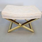 Vintage Voetenbank Messing Regency X Make-up Kruk Goud '70 thumbnail 2