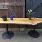 Prachtige Eiken Boomstam Tuintafel Eettafel Sidetable thumbnail 3