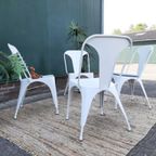 4 Tolix Style Eetkamerstoelen Vintage Design Witte Stoelen thumbnail 16