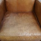 Prachtige Strak Gevormde Rundleren Design Fauteuil/ Armchair In Een Lichte Cognac Kleur thumbnail 3