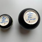 Gouda Plateel Vaasjes 2x Vintage Retro Creme Bruin Blauw thumbnail 5