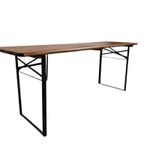 Vintage Houten Inklapbare Tafel Met Ijzeren Frame thumbnail 7