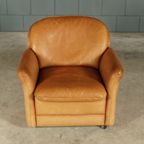 Vintage Leren Fauteuil Met Hocker – Hans Kaufeld – Jaren 70 thumbnail 2