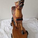 Vintage Hand-carved Wood Horse Toy Old 45cm thumbnail 12