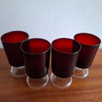 4 Vintage Robijnrood Wijn Glazen Cavalier Luminarc Frankrijk thumbnail 6