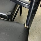 6x Vintage Zwarte Stoelen Met Vegan Skai Leer Zitting thumbnail 7