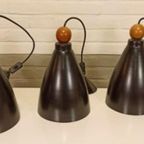 Set Van 3 Vintage Metalen Hanglampen thumbnail 7
