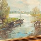 Antiek Xl Olieverf Schilderij Op Linnen thumbnail 9
