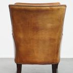 Comfortabele En Stijlvolle Vintage Fauteuil/ Armchair Gemaakt Van Schapenleer thumbnail 16
